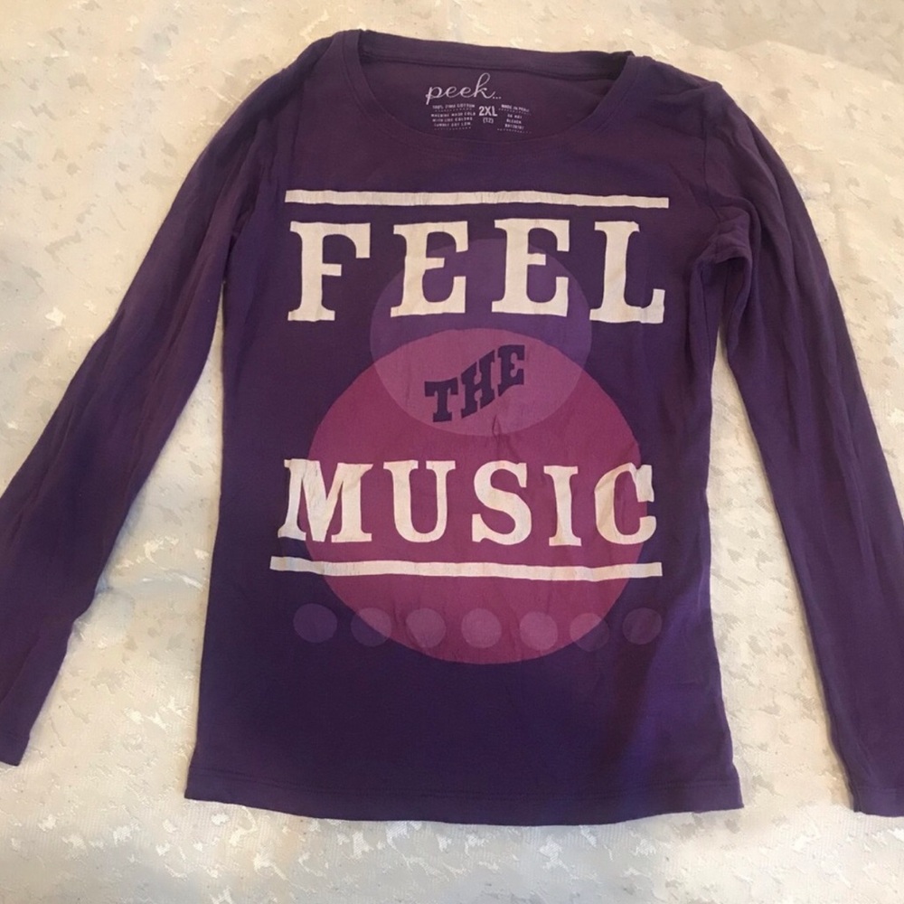 Peek Kids' Purple "Feel the Music" Long Sleeve Tee Size 12